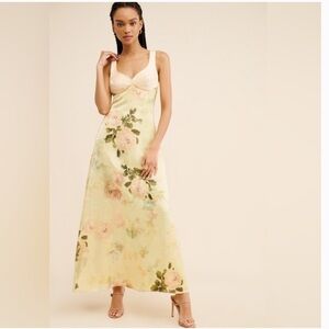 Anthropologie Geisha Designs Vintage-Inspired Floral Maxi Slip Dress Size S